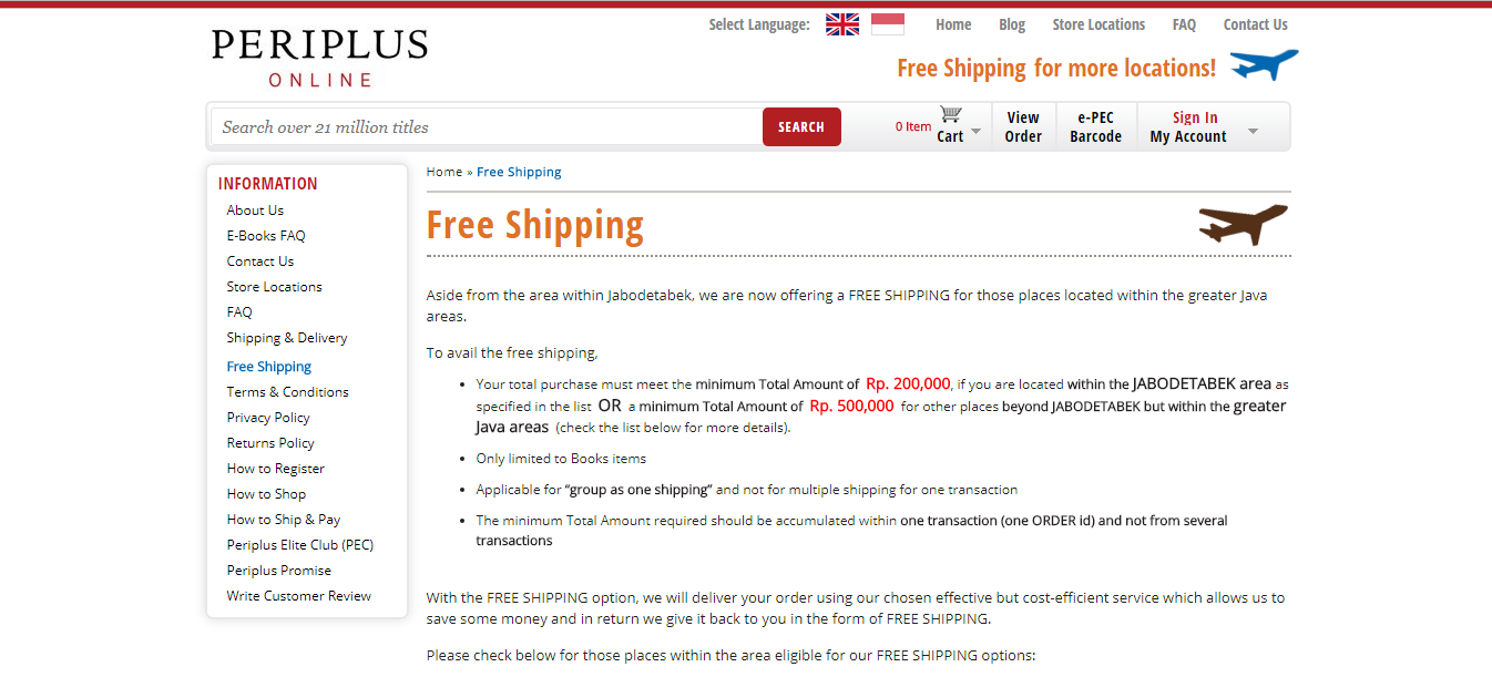 free shipping periplus