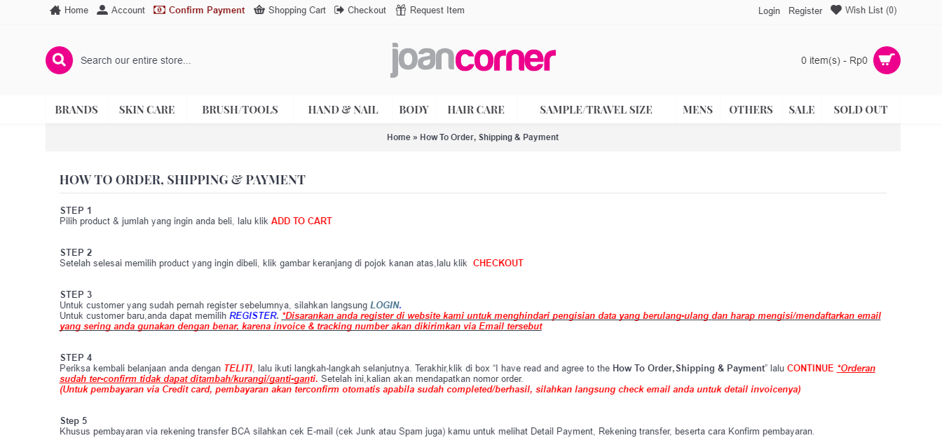 Shipping Info Joancorner