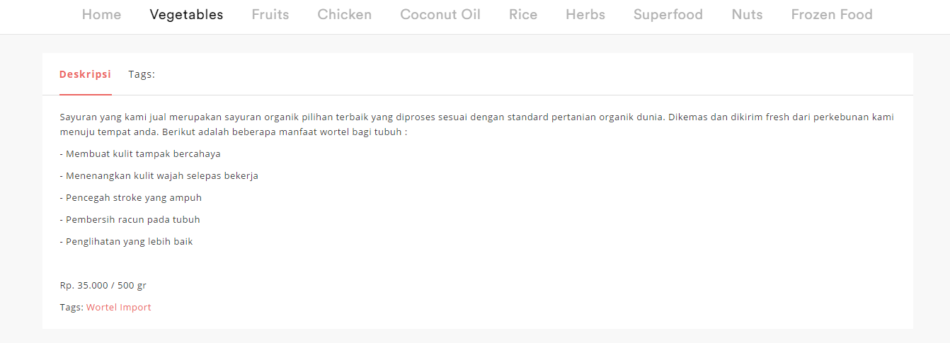 deskripsi produk keranjang sayur
